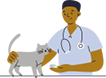 Illustration of a vet with a cat