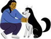 Illustration of a woman with a dog