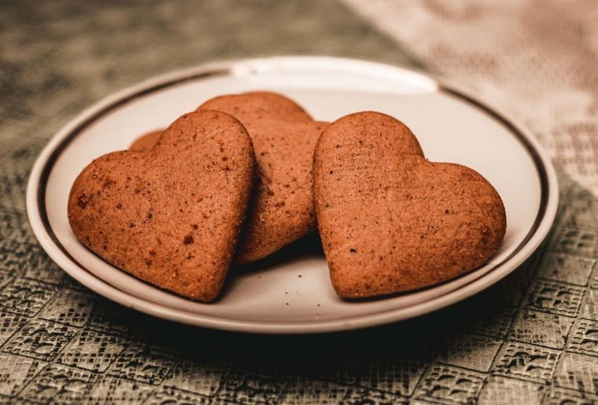 Heart shaped dog treats on a plate
